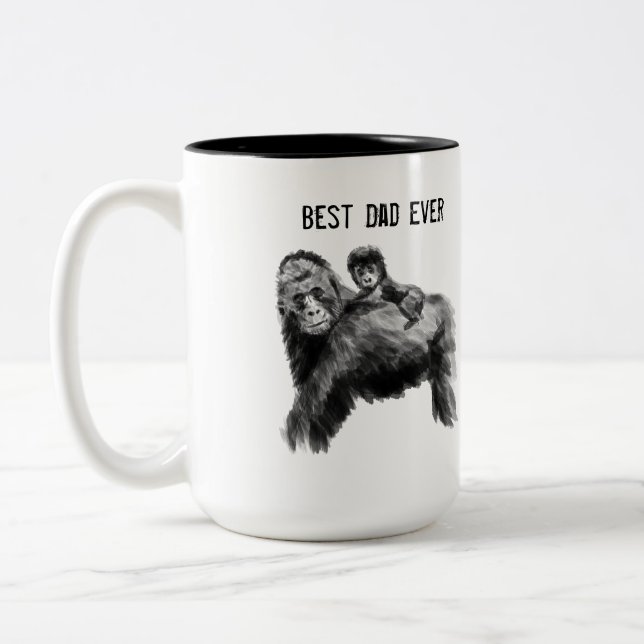 Bästa pappa någonsin gorilla med baby Två-Tonad mugg (Vänster)