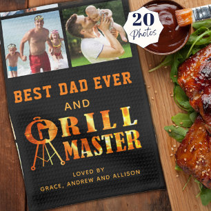 BÄSTA PAPPA NÅGONSIN GRILL MASTER 20 Photo Collage Kökshandduk
