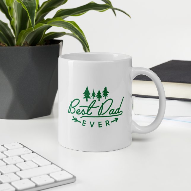 Bästa Pappa någonsin-Grönt, Fars dag Kaffemugg (Best Dad Ever Typography Design on white glossy mug 11-oz)