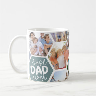 Bästa Pappa någonsin Grönt Hexagons Photo Kaffemugg