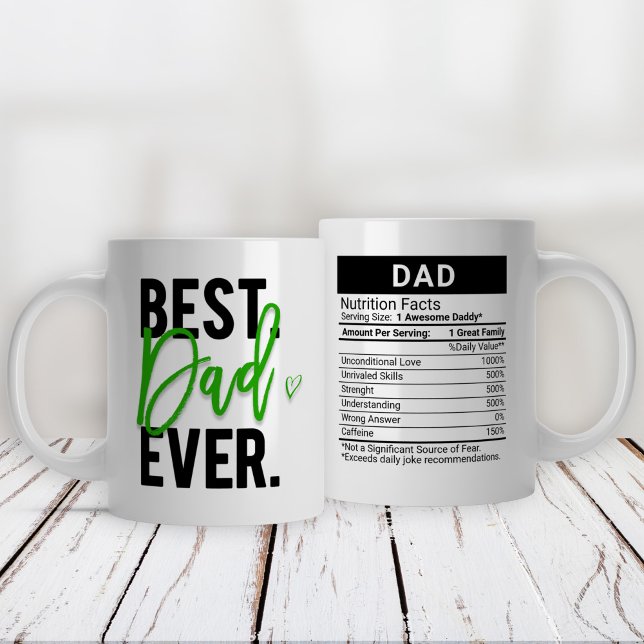 Bästa Pappa någonsin Grönt + näringsfaktorer. Jumbo Mugg (Skapare uppladdad)