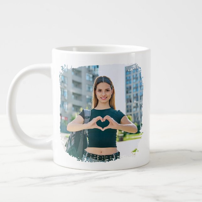 Bästa pappa någonsin Grunge kant foto Jumbo Mugg (Vänster)