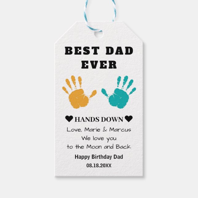 Bästa Pappa någonsin Händer i födelsedagen Presentetikett (Framsidan)