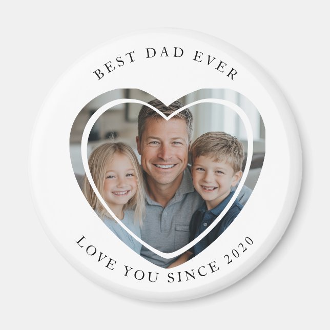 Bästa pappa någonsin hjärtformade fotomålmagnet magnet (Framsidan)