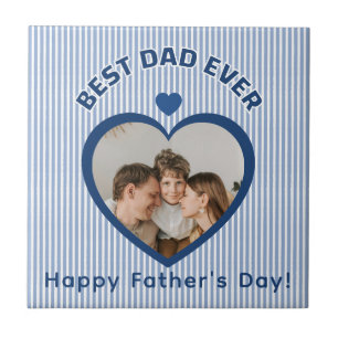 Bästa pappa någonsin Hjärtfoto Kort Minimalistisk Kakelplatta