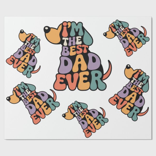 Bästa pappa någonsin Hundgrafik  Presentpapper (Platt)