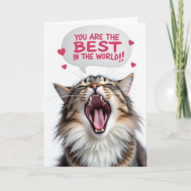 Bästa Pappa Någonsin Katt Rösta Kort (Framsida)