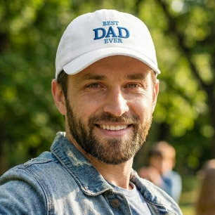 Bästa pappa någonsin Klassisk blå typografi Vit Broderad Keps