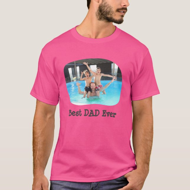 Bästa PAPPA någonsin ladda upp vågräts familjefoto T Shirt (Framsida)