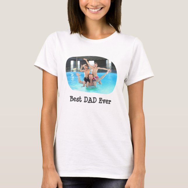 Bästa PAPPA någonsin ladda upp vågräts familjefoto T Shirt (Framsida)