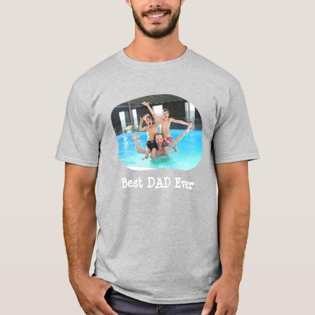 Bästa PAPPA någonsin ladda upp vågräts familjefoto T Shirt (Framsida)
