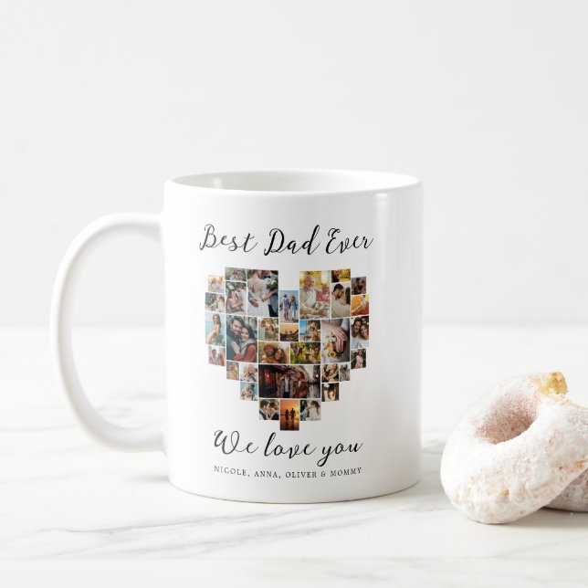 Bästa Pappa någonsin Lycklig-Far-dagen - hjärtfoto Kaffemugg (Med munk)