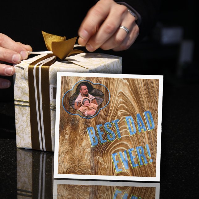 Bästa pappa någonsin målad på trä - fotokort julkort (Skapare uppladdad)