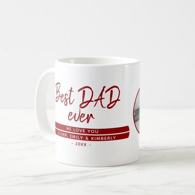 Bästa pappa någonsin manus röd modern fars dag fot kaffemugg (Framsida vänster)