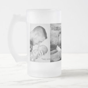 Bästa PAPPA någonsin med 3 foton och meddelanden Frostat Ölglas