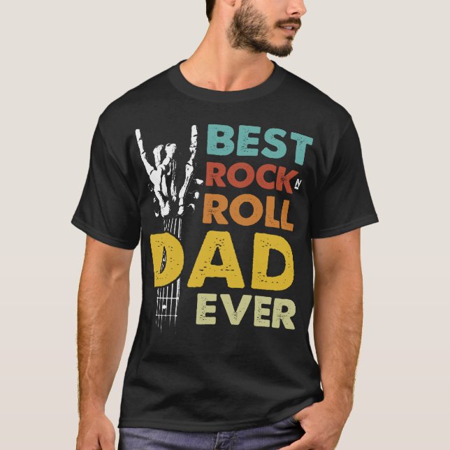 Bästa Pappa någonsin med Guitar-, Rock musik och h T Shirt (Framsida)