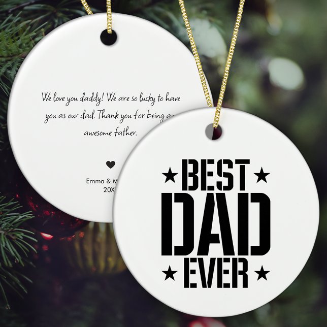 Bästa Pappa någonsin med Personlig-meddelande jul Julgransprydnad Keramik (Add a personalized message to the very special father in your life!)