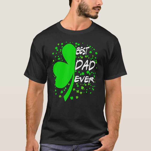 Bästa Pappa någonsin med Shamrock för St patrick's T Shirt (Framsida)