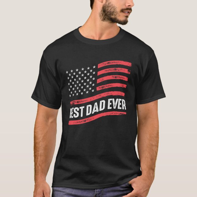 Bästa Pappa någonsin - med USA flagga T Shirt (Framsida)