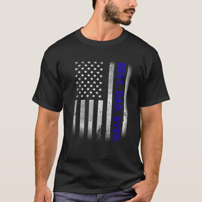 Bästa Pappa någonsin med USA:s amerikanska Flagga  T Shirt (Framsida)