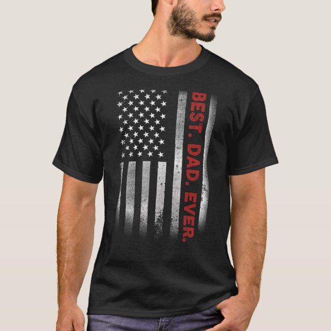 Bästa Pappa någonsin med USA:s amerikanska Flagga  T Shirt (Framsida)