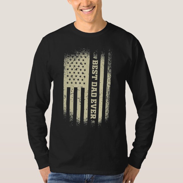 Bästa Pappa någonsin med USA:s Flagga Fars dag T Shirt (Framsida)