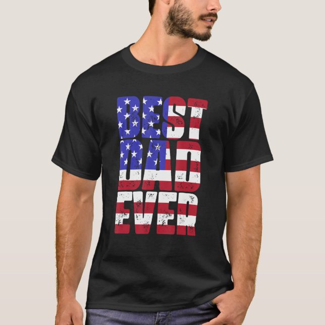 Bästa Pappa någonsin med USA:s Flagga Fatheru2019s T Shirt (Framsida)