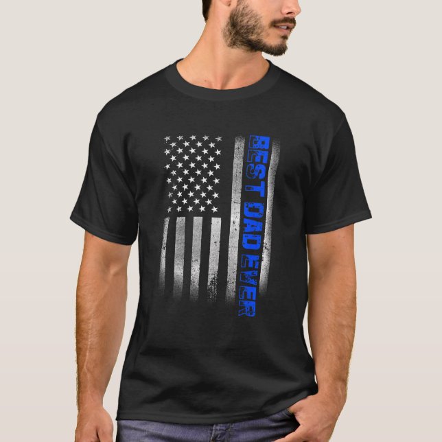 Bästa Pappa någonsin med USA:s Flagga för Far D T Shirt (Framsida)