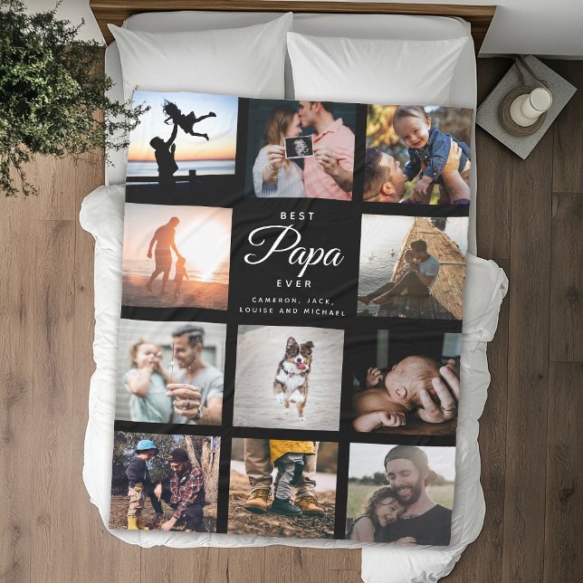 Bästa PAPPA någonsin Modern Anpassningsbar Photo C Fleecefilt (Skapare uppladdad)