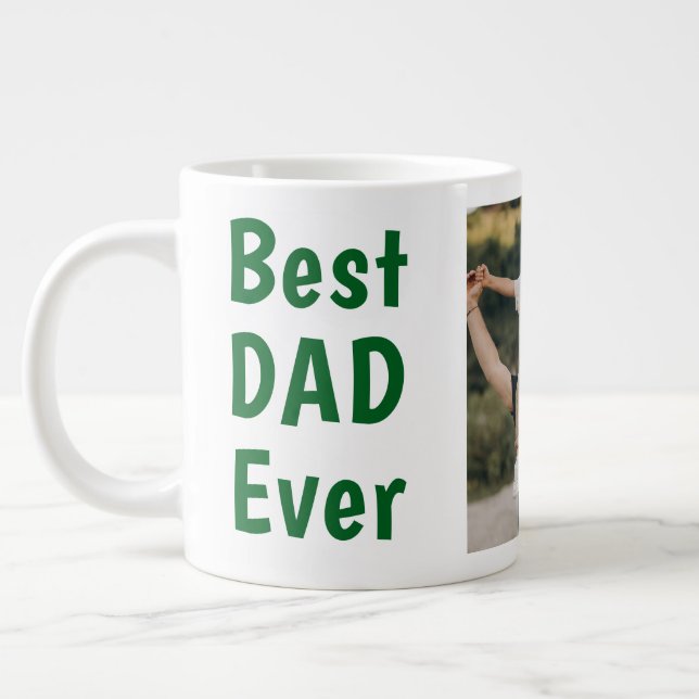 Bästa pappa någonsin modern foto grön Fars dag Jumbo Mugg (Vänster)