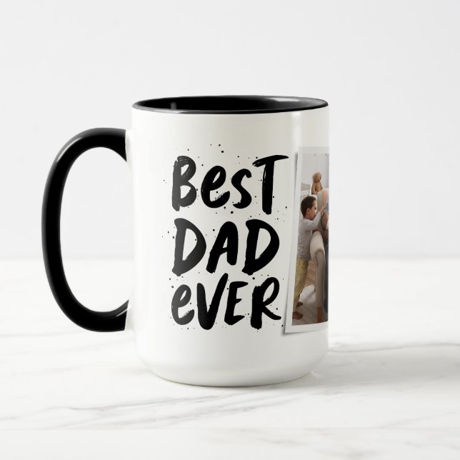 Bästa pappa någonsin modern foto svart fars dag mugg (Vänster)