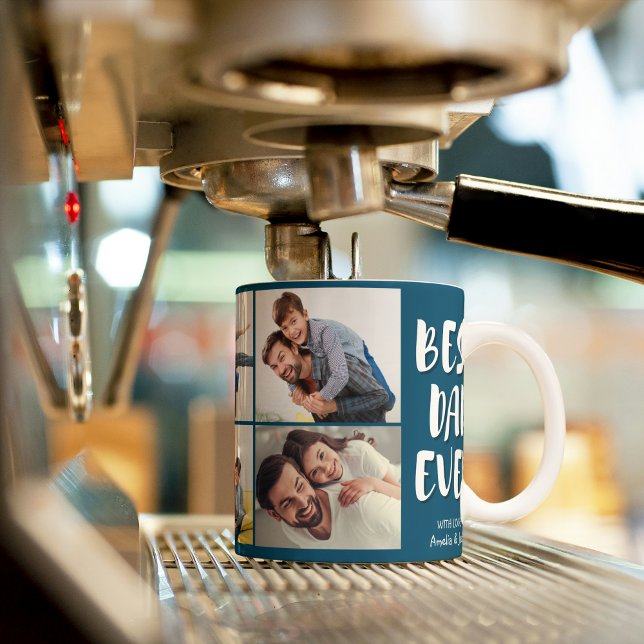 Bästa pappa någonsin, modern fotoblå Fars dag Mugg (Skapare uppladdad)