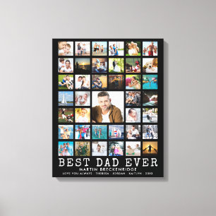 BÄSTA PAPPA NÅGONSIN Modern fotokollage namn Canvastryck