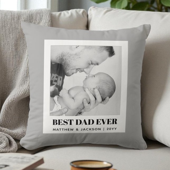Bästa pappa någonsin Modern Grå Minimalistisk Anpa Kudde (Skapare uppladdad)