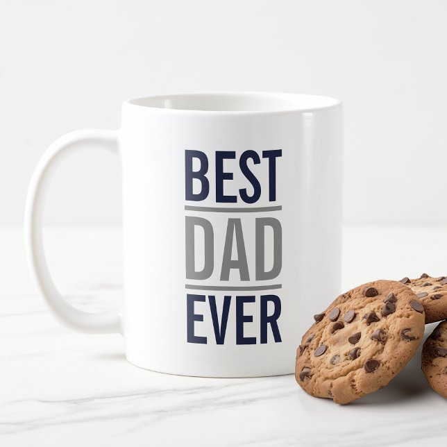 Bästa Pappa någonsin | Modern marin blå och Grått Kaffemugg (Skapare uppladdad)