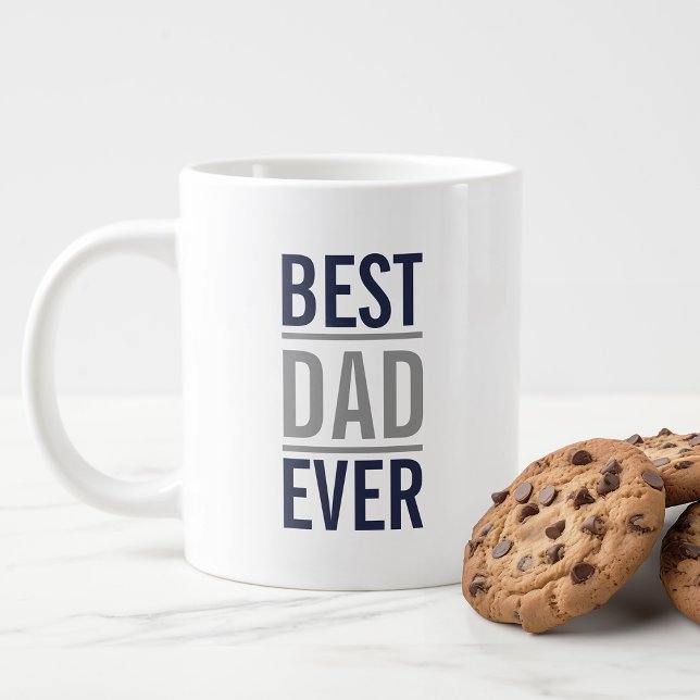 Bästa Pappa någonsin | Modern marin blått och Gråt Jumbo Mugg (Skapare uppladdad)
