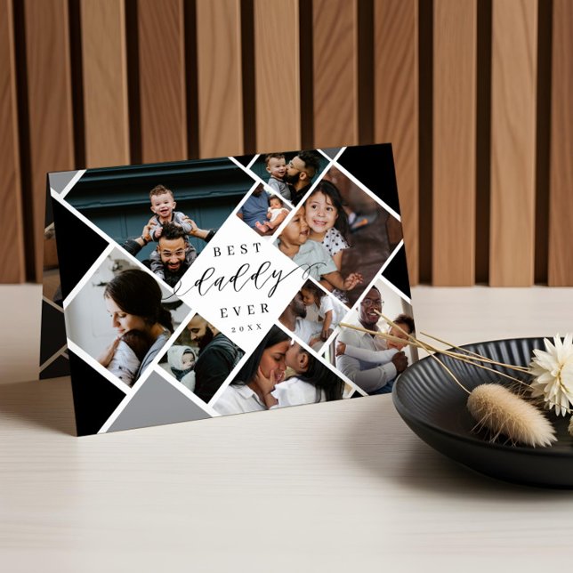 Bästa pappa någonsin Modern Photo Collage Personli Kort (Best Daddy Ever Modern Photo Collage Personalized Card)