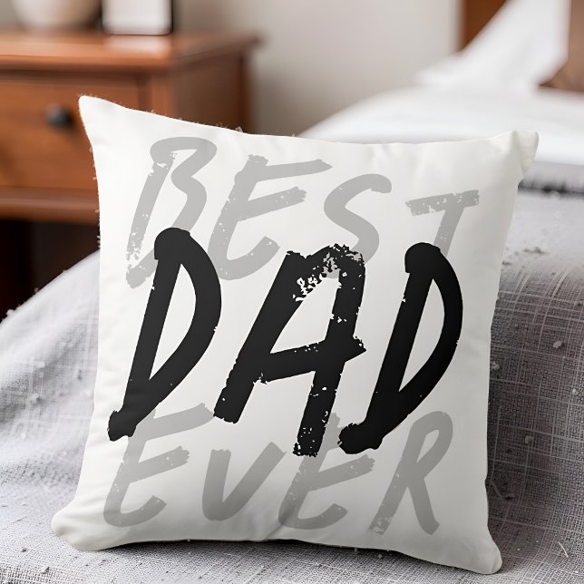 Bästa pappa någonsin Modern svart och grå grunge Kudde (Skapare uppladdad)