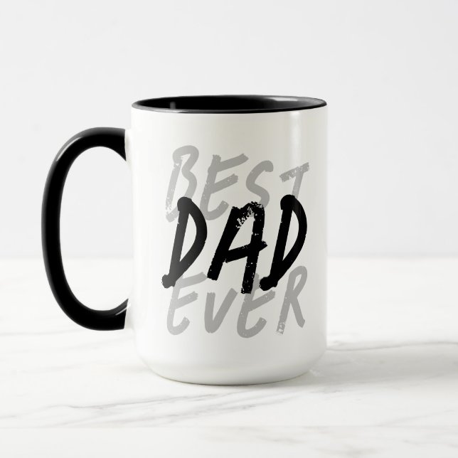 Bästa pappa någonsin Modern svart och grå grunge Mugg (Vänster)