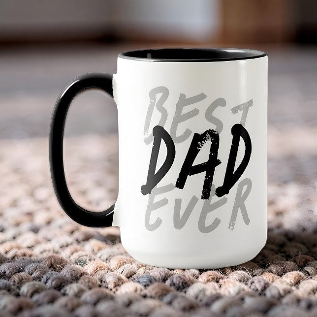 Bästa pappa någonsin Modern svart och grå grunge Mugg (Skapare uppladdad)