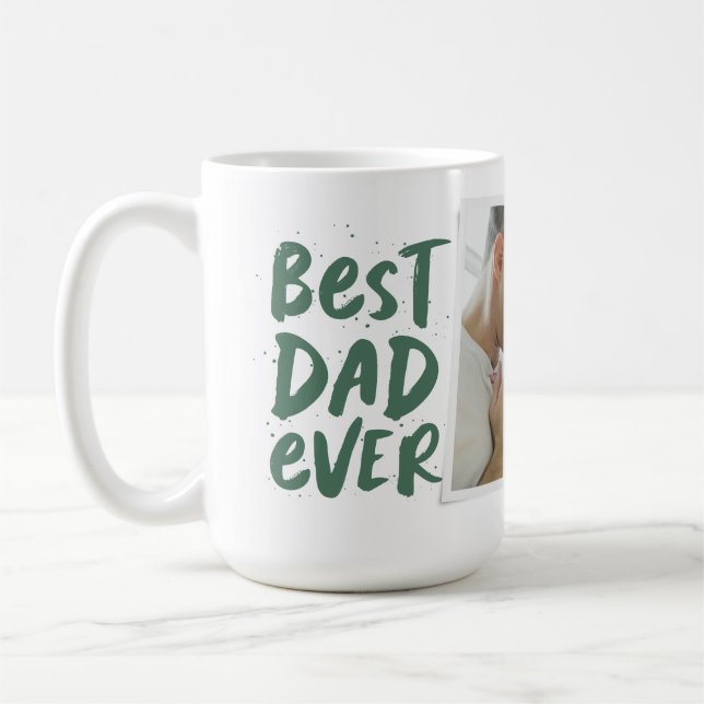 Bästa pappa någonsin, moderna fotobilder grönt Far Kaffemugg (Vänster)