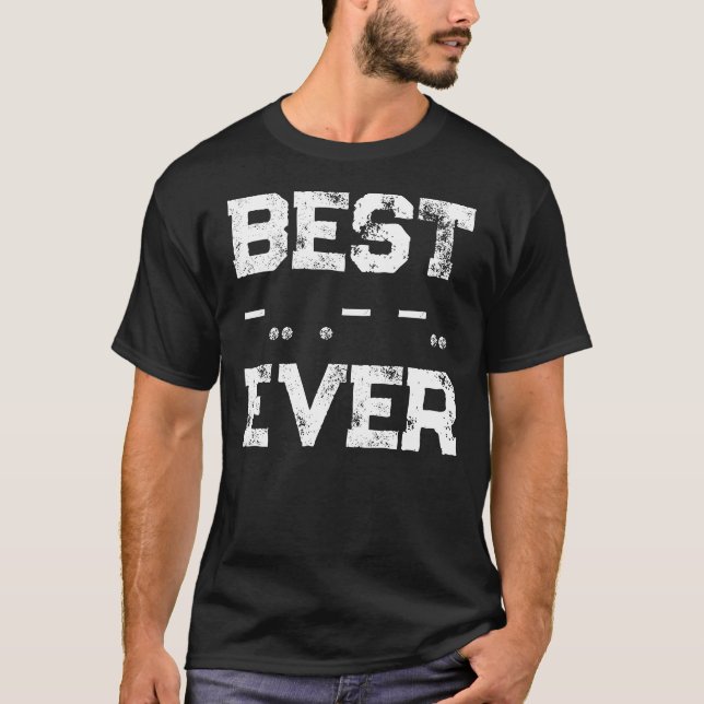 Bästa pappa någonsin Morse Code Ham Radio T Shirt (Framsida)