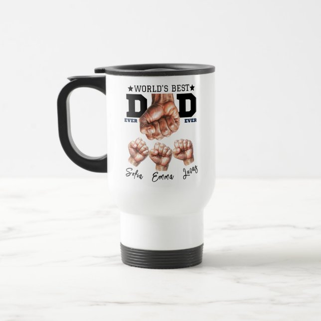 Bästa pappa någonsin-mugg – Personlig fadersdag Resemugg (Vänster)