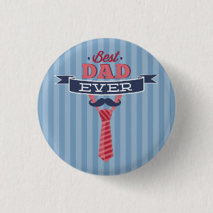 Bästa Pappa någonsin Mustache och Tie Blue Rand Knapp