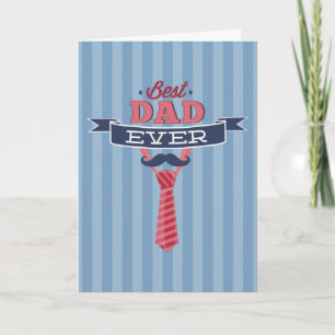Bästa Pappa någonsin Mustache och Tie Blue Rand Kort