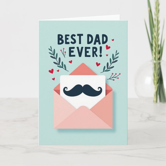 Bästa Pappa Någonsin Mustasch Kort (Framsida)
