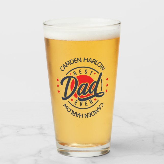 Bästa Pappa någonsin Namn Rött vitt blått Glaskopp (Framsida fylld)