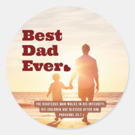 Bästa Pappa någonsin-ordspråk 20:7 Christian Bible Runt Klistermärke