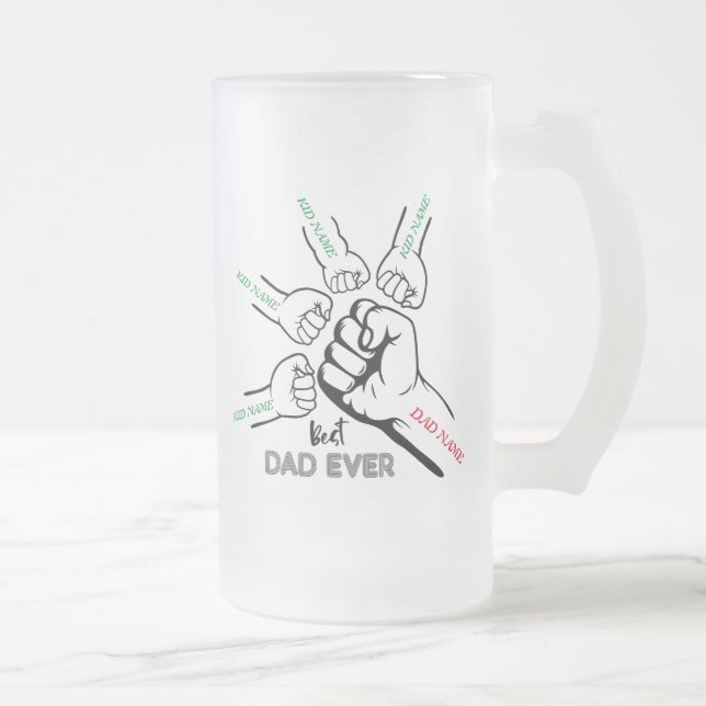 Bästa Pappa någonsin, Pappa av 4, anpassat Pappa N Frostat Ölglas (Höger)