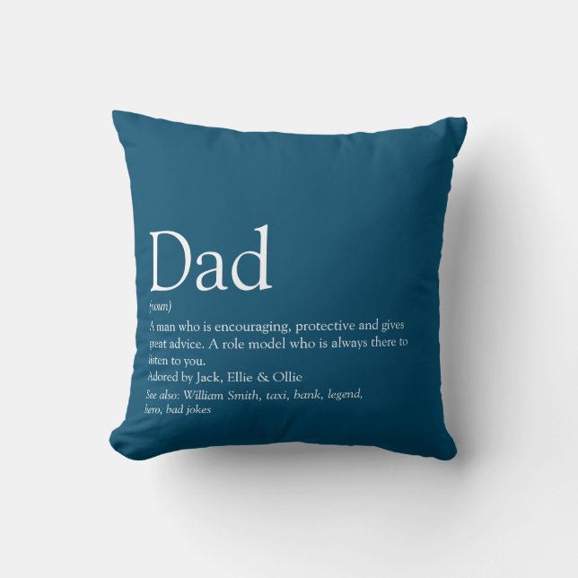 Bästa pappa någonsin, pappa, fader definition blå kudde (Framsida)